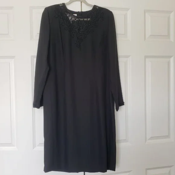black beaded shift dress BLACK BEADED SHEER DRESS | CULT MIA